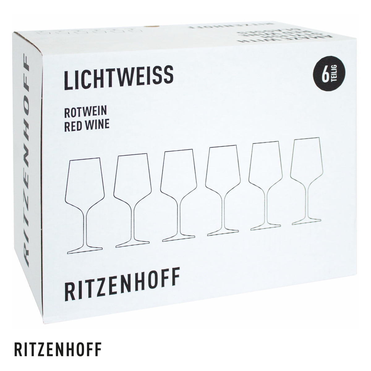 RITZENHOFF 6301001 Rotweinglas 500 ml - Serie Lichtweiss - 6 Stück im Geschenk-Set - stilvoll-modern - Made in Germany